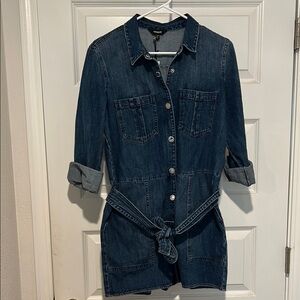 Denim Button-Up Romper